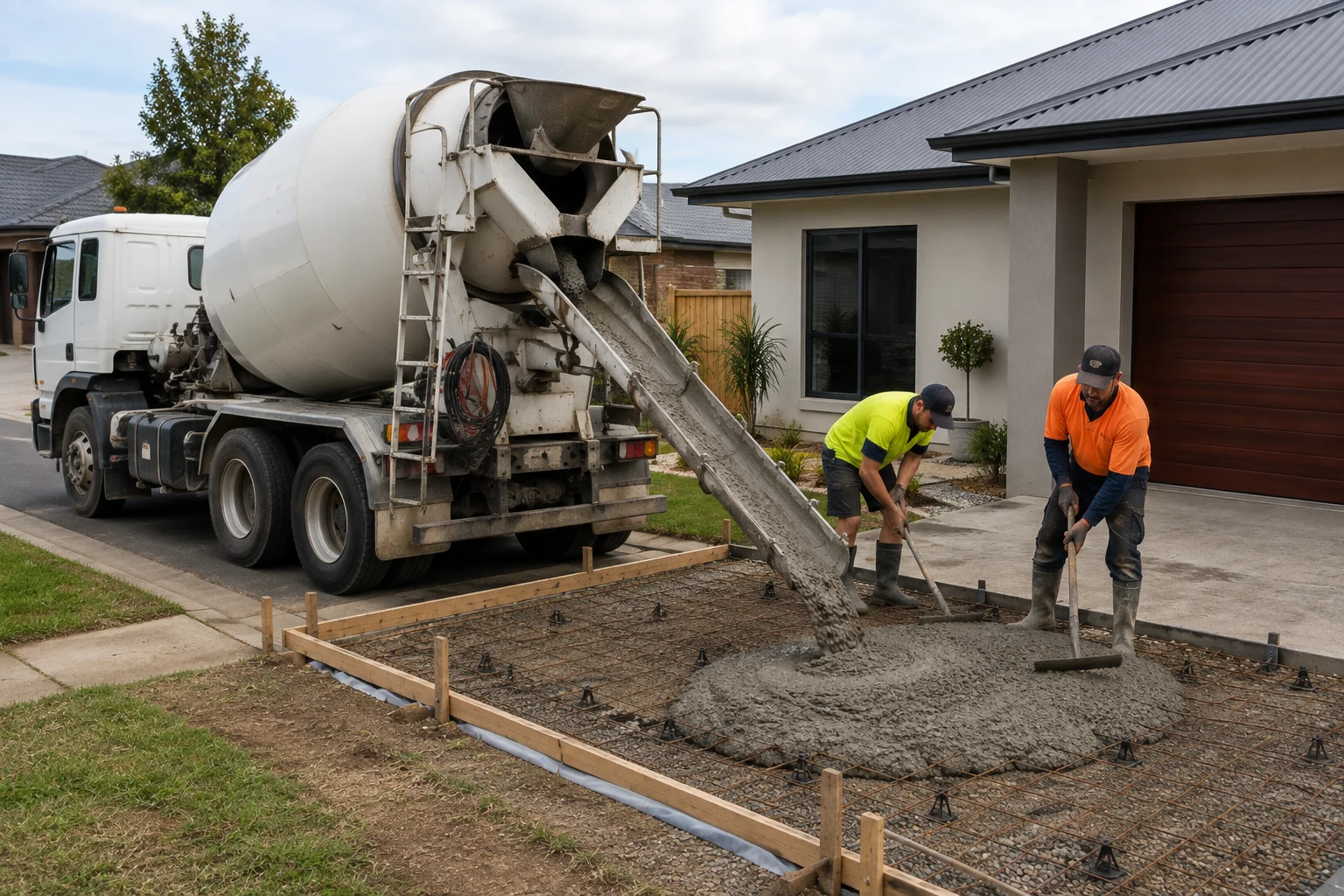 What size truck turns up for a small residential concrete pour